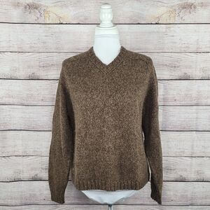 Vintage Y2K Wool Blend Knit Old Navy V-Neck Brown Sweater Small 90's